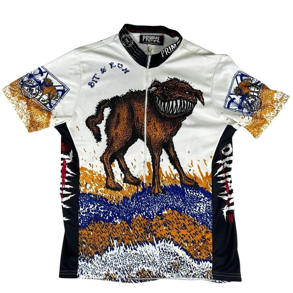 Primal Wear Bit & Run Dog Cycling Jersey Mens Large Full Zip Graphic